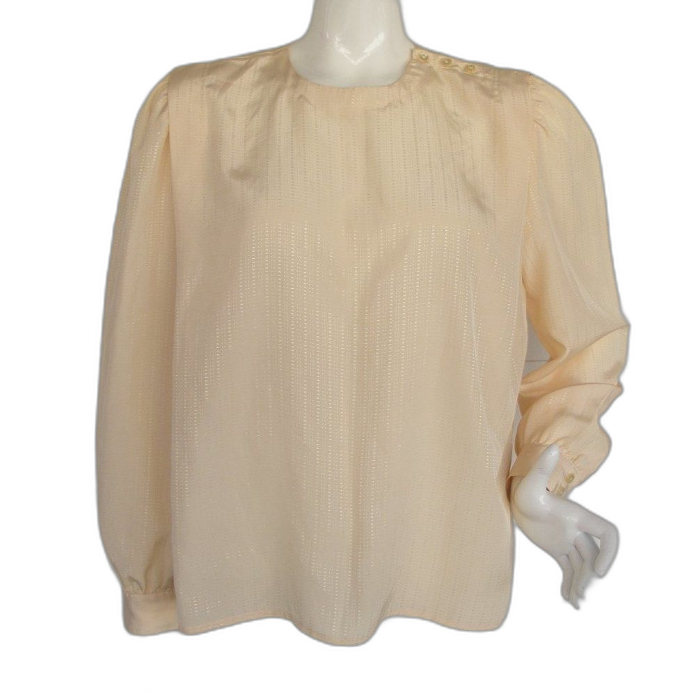 Anne Klein Blouse/Top, XL, Statement Shoulders, Buttery Yellow, Long sleeves